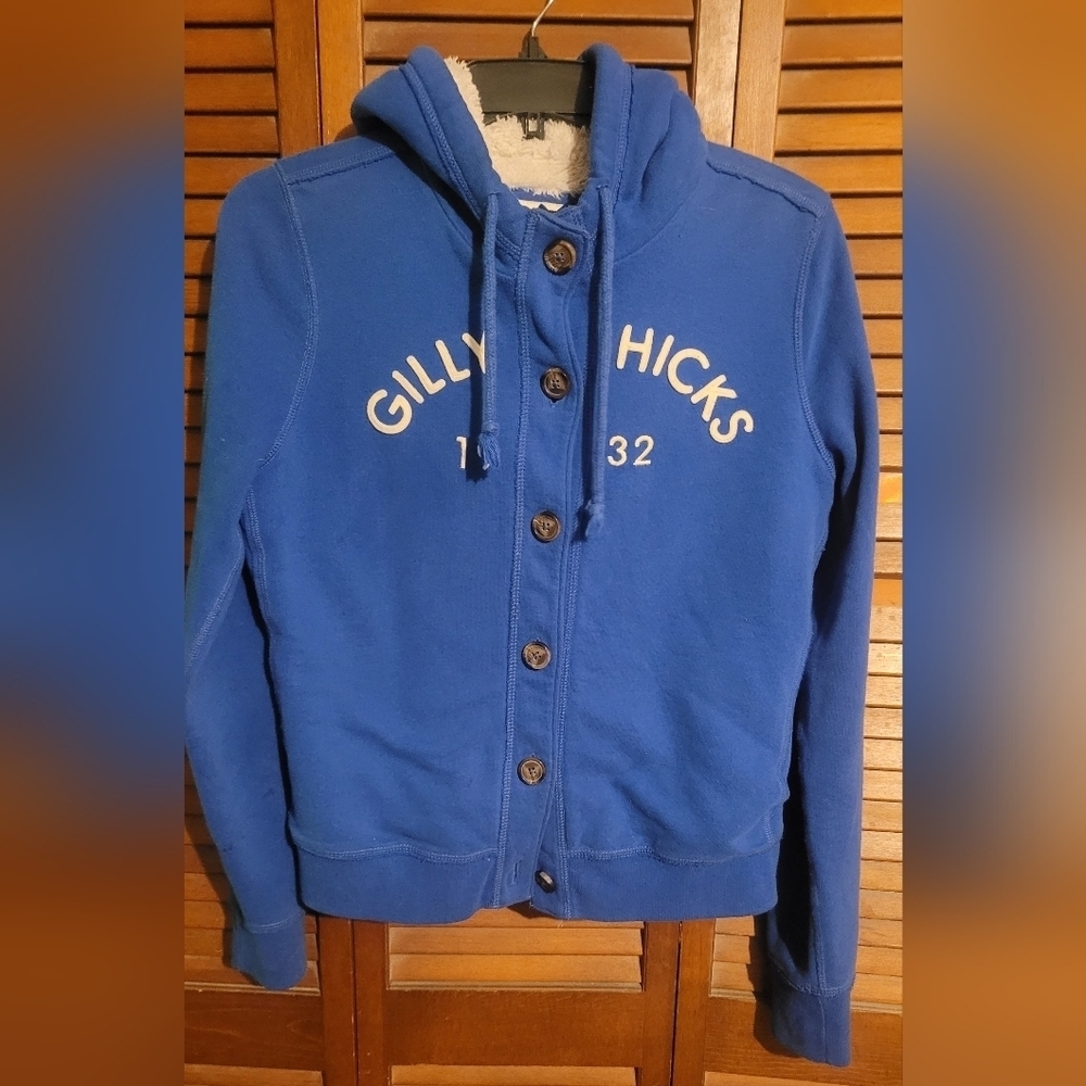 Gilly Hicks Royal Blue Button-Up Sweatshirt